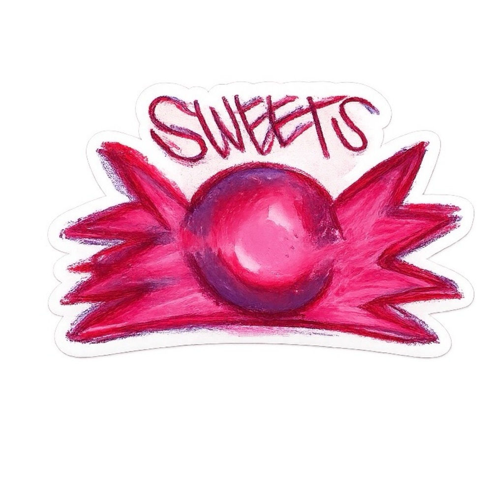2 Pink 'Sweets' Stickers - Women Accessories, oil pastel art by me